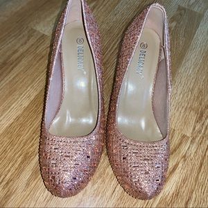 ROSE GOLD STUDDED HEELS. *great condition*